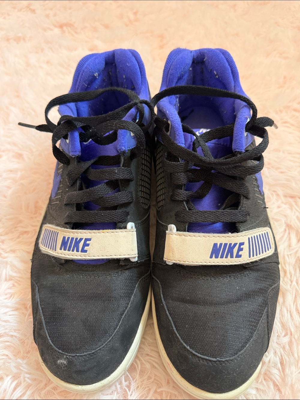 Nike Kids Black and Purple Sneakers with White Strap Detail